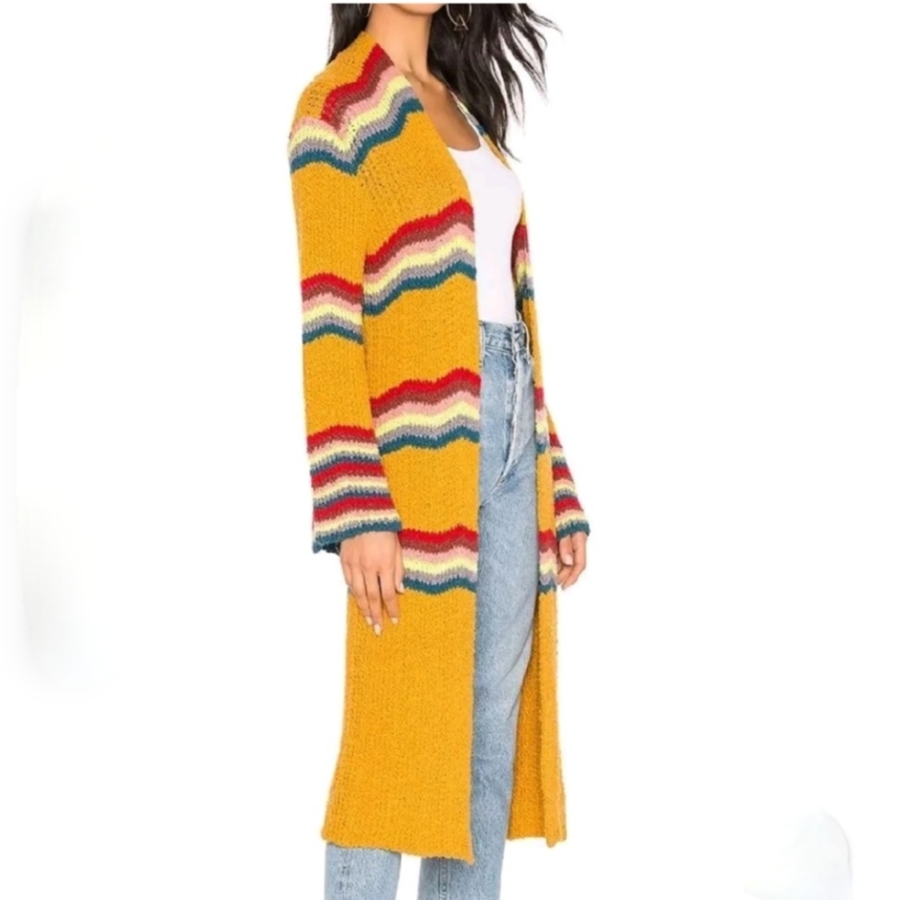 Free People Winding Road Rainbow Crochet Duster Cardigan Size Small